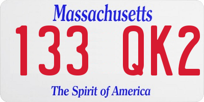 MA license plate 133QK2