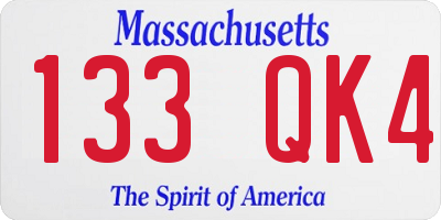 MA license plate 133QK4