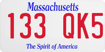 MA license plate 133QK5