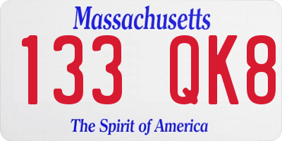 MA license plate 133QK8