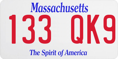 MA license plate 133QK9