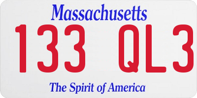 MA license plate 133QL3
