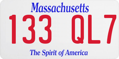 MA license plate 133QL7