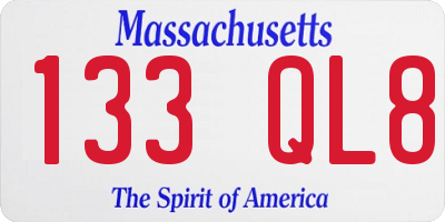 MA license plate 133QL8