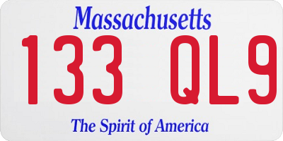 MA license plate 133QL9