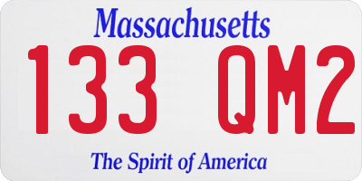 MA license plate 133QM2