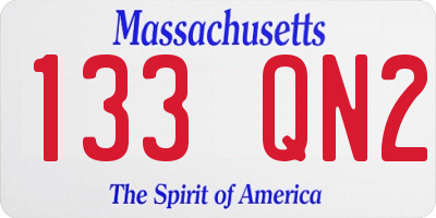 MA license plate 133QN2