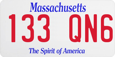 MA license plate 133QN6