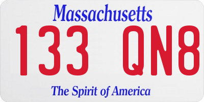 MA license plate 133QN8