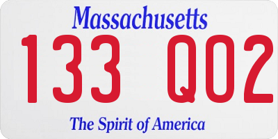 MA license plate 133QO2