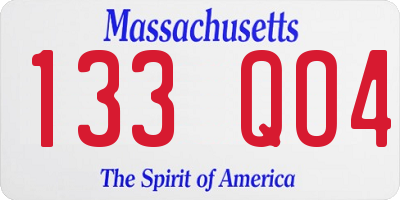 MA license plate 133QO4