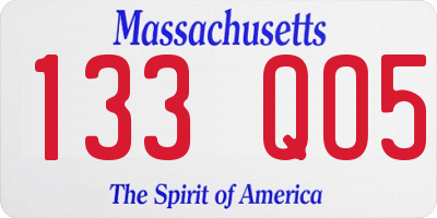 MA license plate 133QO5