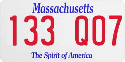 MA license plate 133QO7