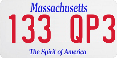 MA license plate 133QP3