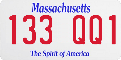 MA license plate 133QQ1