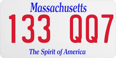 MA license plate 133QQ7