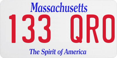 MA license plate 133QR0