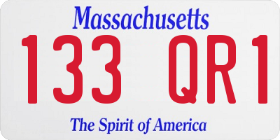 MA license plate 133QR1