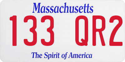 MA license plate 133QR2