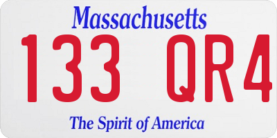 MA license plate 133QR4