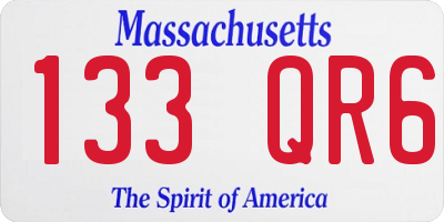 MA license plate 133QR6