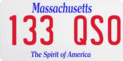 MA license plate 133QS0