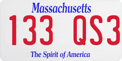 MA license plate 133QS3