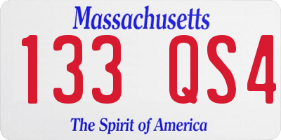 MA license plate 133QS4