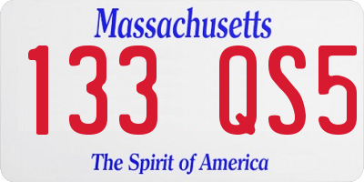 MA license plate 133QS5