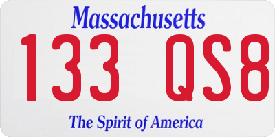 MA license plate 133QS8
