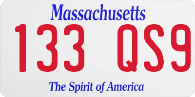 MA license plate 133QS9