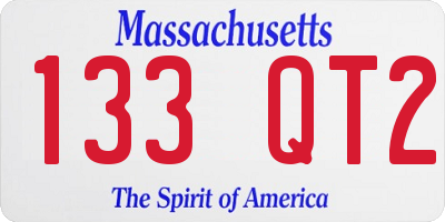 MA license plate 133QT2