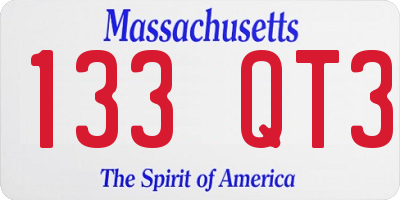 MA license plate 133QT3