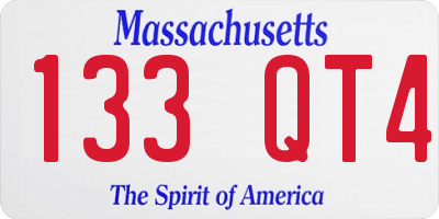 MA license plate 133QT4