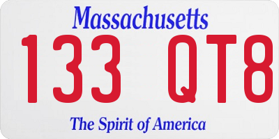 MA license plate 133QT8