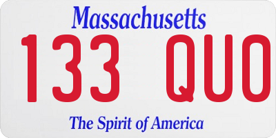 MA license plate 133QU0