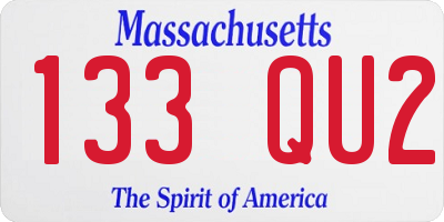 MA license plate 133QU2