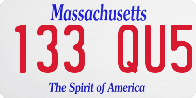 MA license plate 133QU5