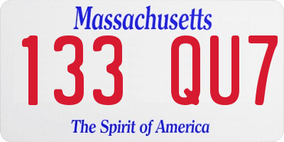 MA license plate 133QU7