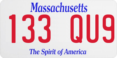 MA license plate 133QU9