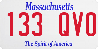 MA license plate 133QV0