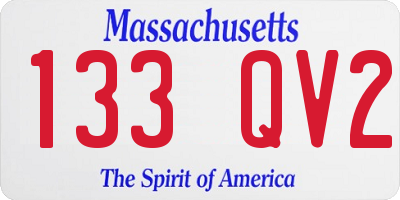 MA license plate 133QV2