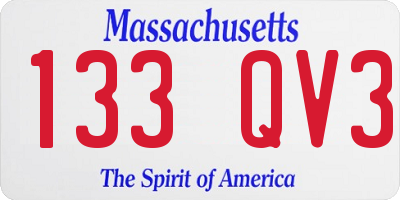 MA license plate 133QV3