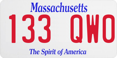 MA license plate 133QW0