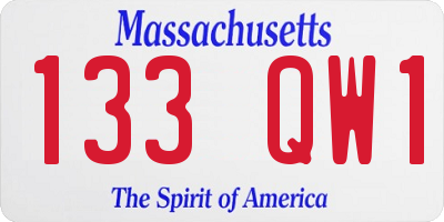 MA license plate 133QW1