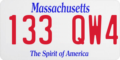 MA license plate 133QW4