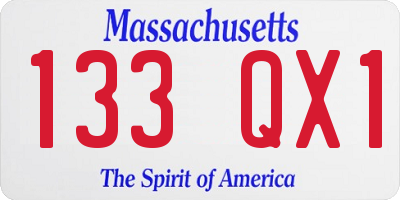 MA license plate 133QX1