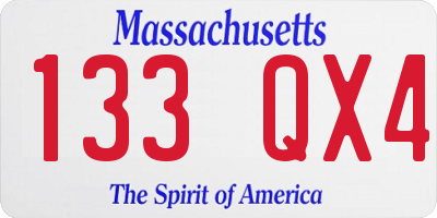 MA license plate 133QX4