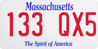 MA license plate 133QX5