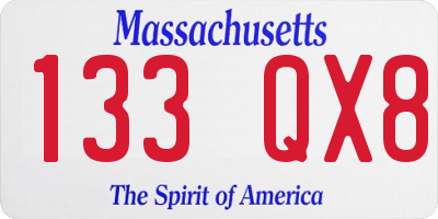 MA license plate 133QX8